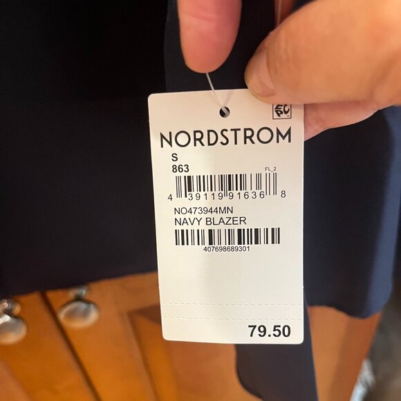 Nordstrom Tech Smart Trim Fit Button-Down Shirt Navy Small - Picture 3 of 4